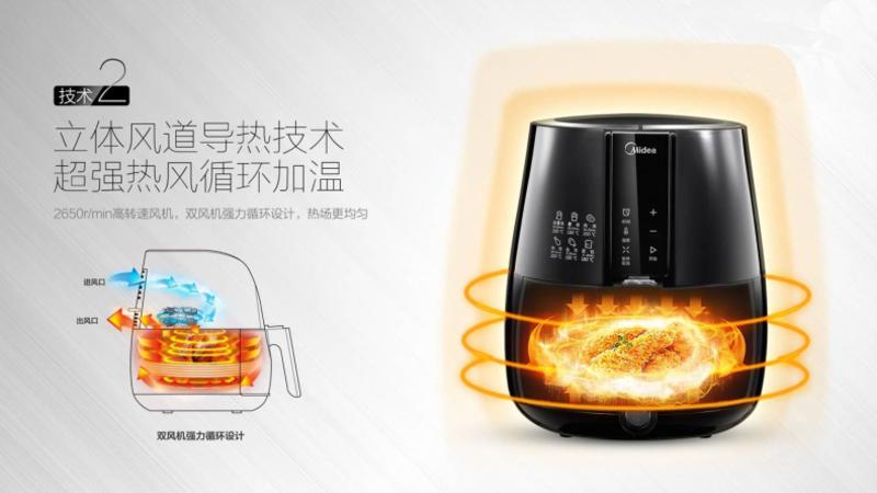 Midea/美的CN20A健康无油空气炸锅家用定时电炸锅大容量薯条机（新款）