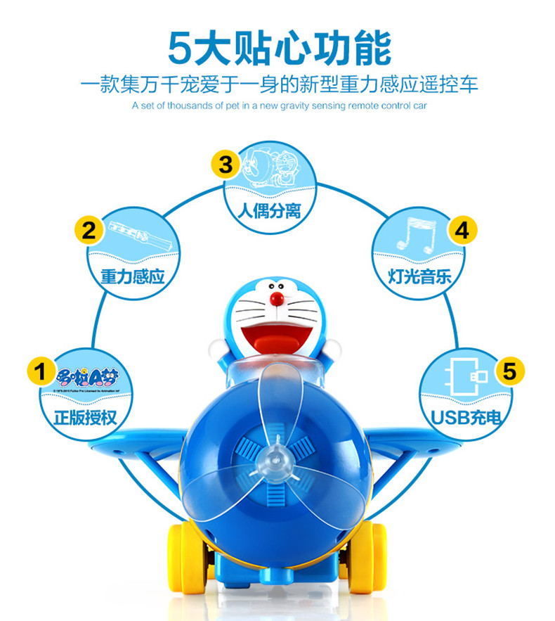 Yimi/益米 哆啦a梦遥控车 男孩电动可充电遥控汽车儿童玩具车宝宝赛车-823