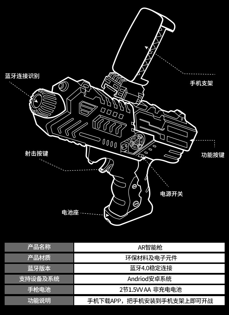 Yimi/益米 AR魔力枪儿童玩具枪4D体感手枪6-7-10-12岁抢玩具男孩生日礼物