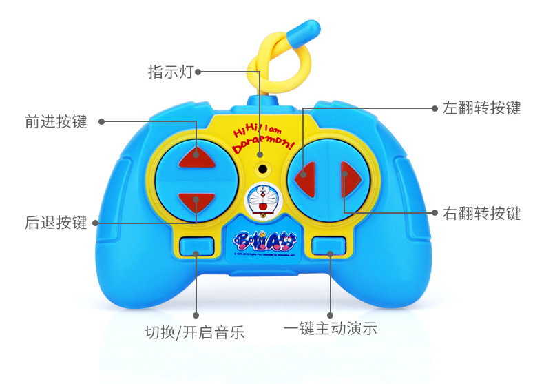 Yimi/益米 哆啦A梦翻斗车遥控车 儿童可充电翻滚特技车电动玩具车男孩遥控汽车-913