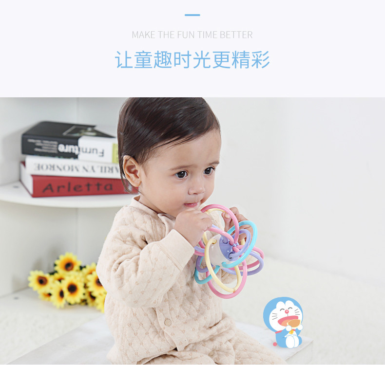 Yimi/益米 哆啦A梦婴儿牙胶手抓球新生儿益智玩具0-3-6-12个月宝宝0-1岁手抓球