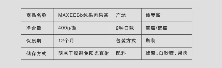 【我爱俄小糖】俄罗斯进口果酱蓝莓果粒酱草莓酱果肉果酱早餐搭配瓶装400g