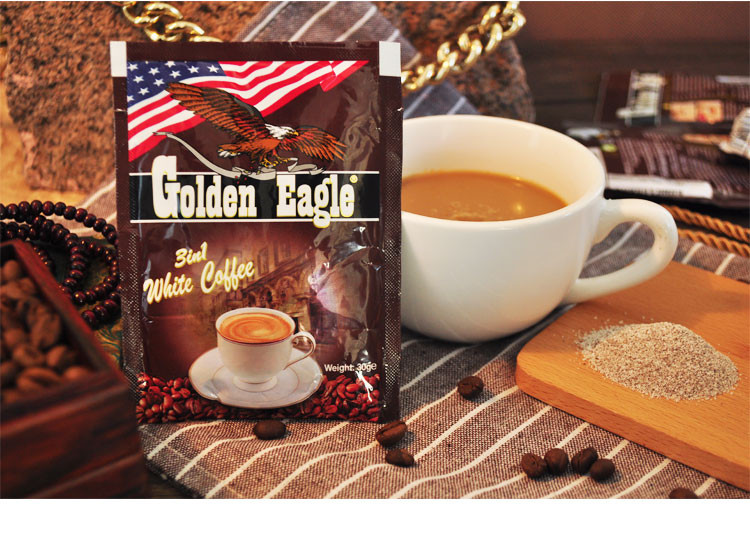 【我爱俄小糖】俄罗斯进口咖啡经典金鹰牌白咖啡特浓三合一速溶咖啡600g一袋包邮