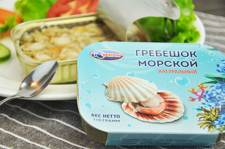 【我爱俄小糖】俄罗斯进口罐头扇贝罐头原装进口罐头深海即食海产品110g