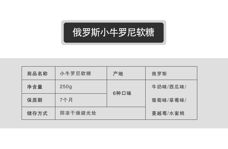 【我爱俄小糖】俄罗斯进口罗尼牛奶软糖夹心水果糖果零食喜糖果散装250g