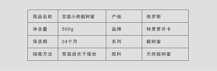 【我爱俄小糖】俄罗斯进口椴树蜜小熊蜂蜜特里普乔卡天然野生椴树蜜500克