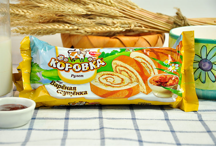 【我爱俄小糖】俄罗斯进口 KOPOBKA 小牛牌夹心蛋卷西式糕点200克