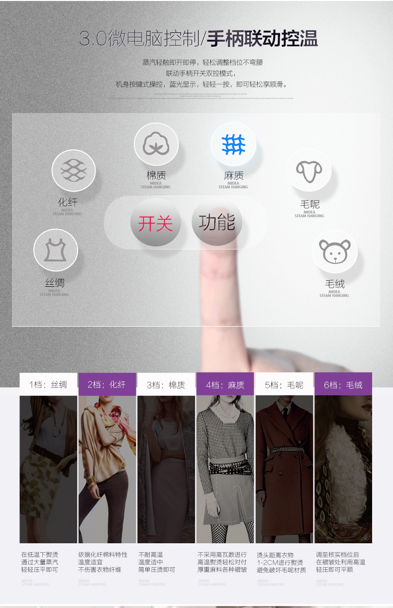 美的/MIDEA智能平板蒸汽挂烫机家用熨烫挂式熨衣服电熨斗正品MY-GD20D3
