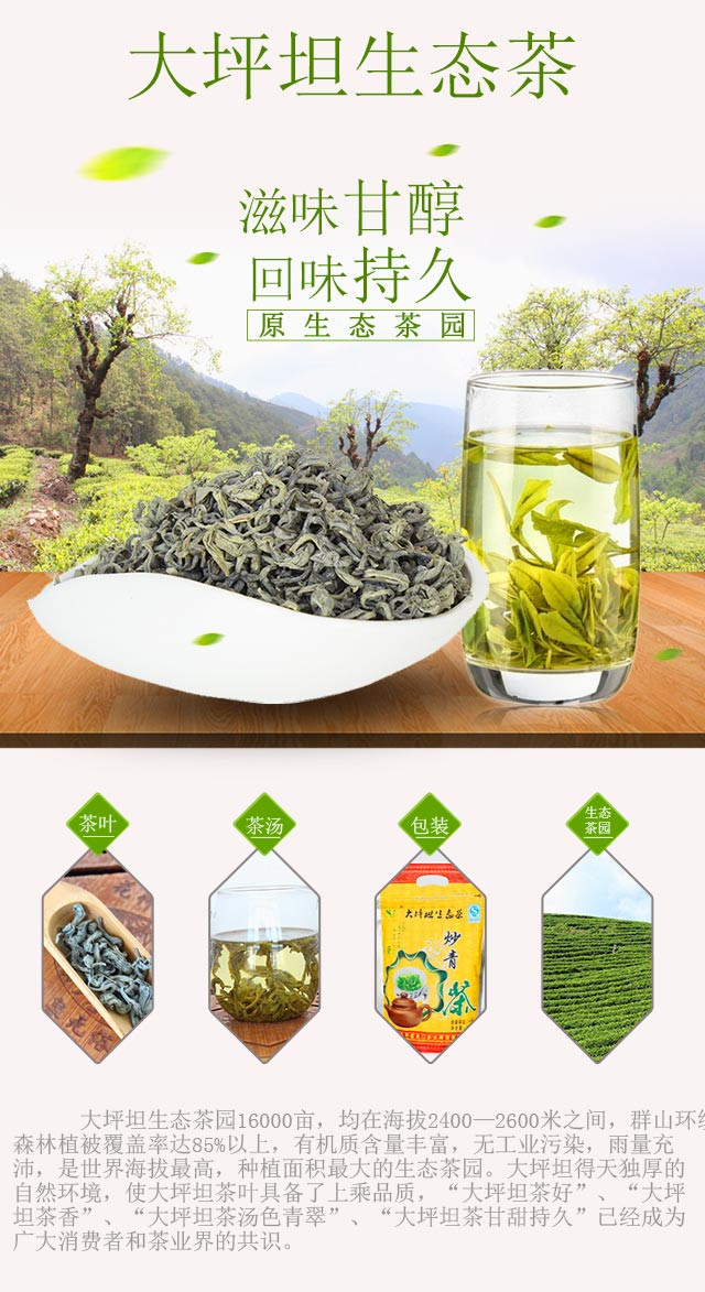 凤鸣桥 云南永平高山生态茶炒青二级400g 大坪坦