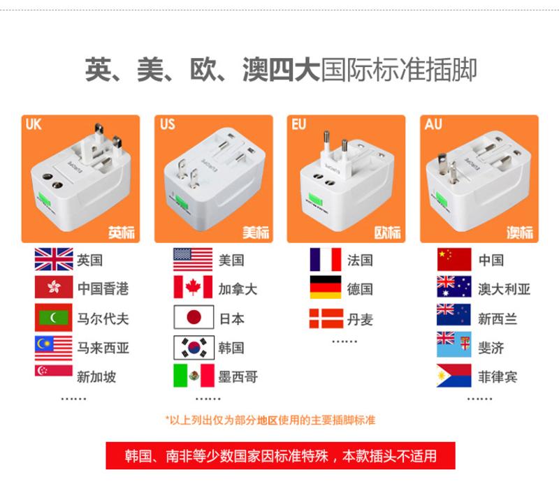 四万公里  全球通用转换插头 出国 多功能插头 转换器 转换电源插座 旅行用品 SW6001