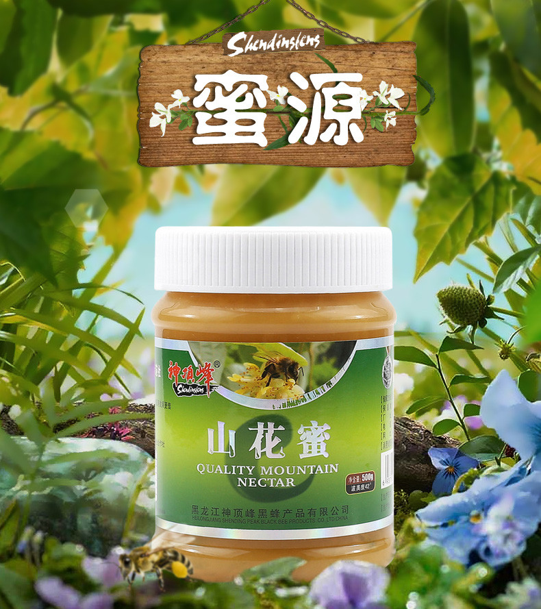 康旦神顶峰山花黑蜂蜜 原始森林原酿金奖纯雪蜜/500g