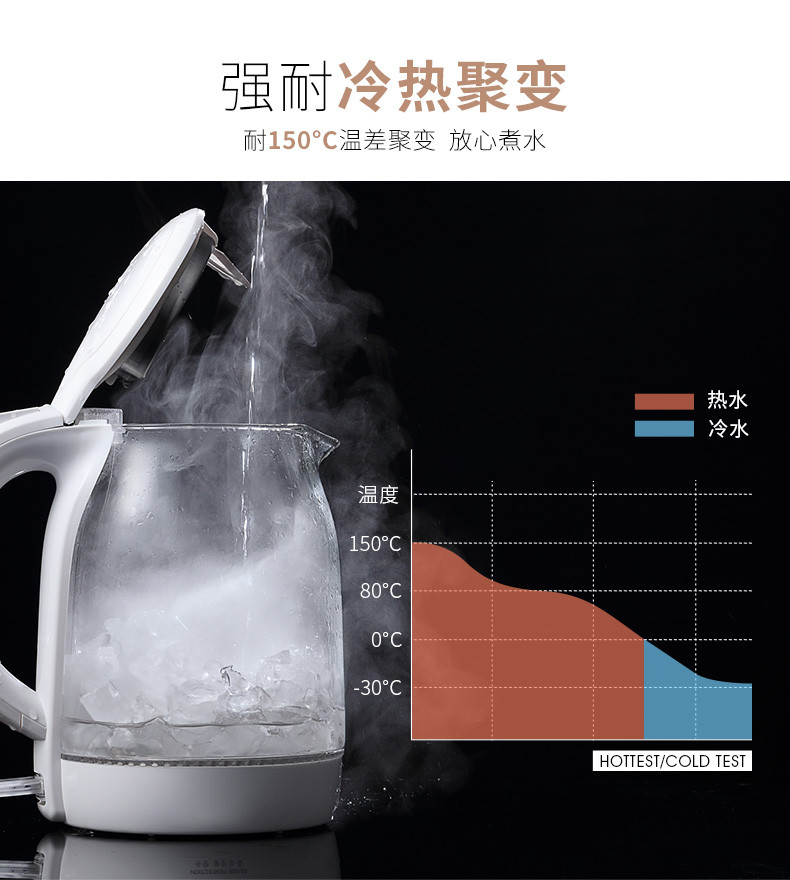 SKG 玻璃电热水壶自动断电烧水壶家用电水壶304不锈钢开水壶  8082