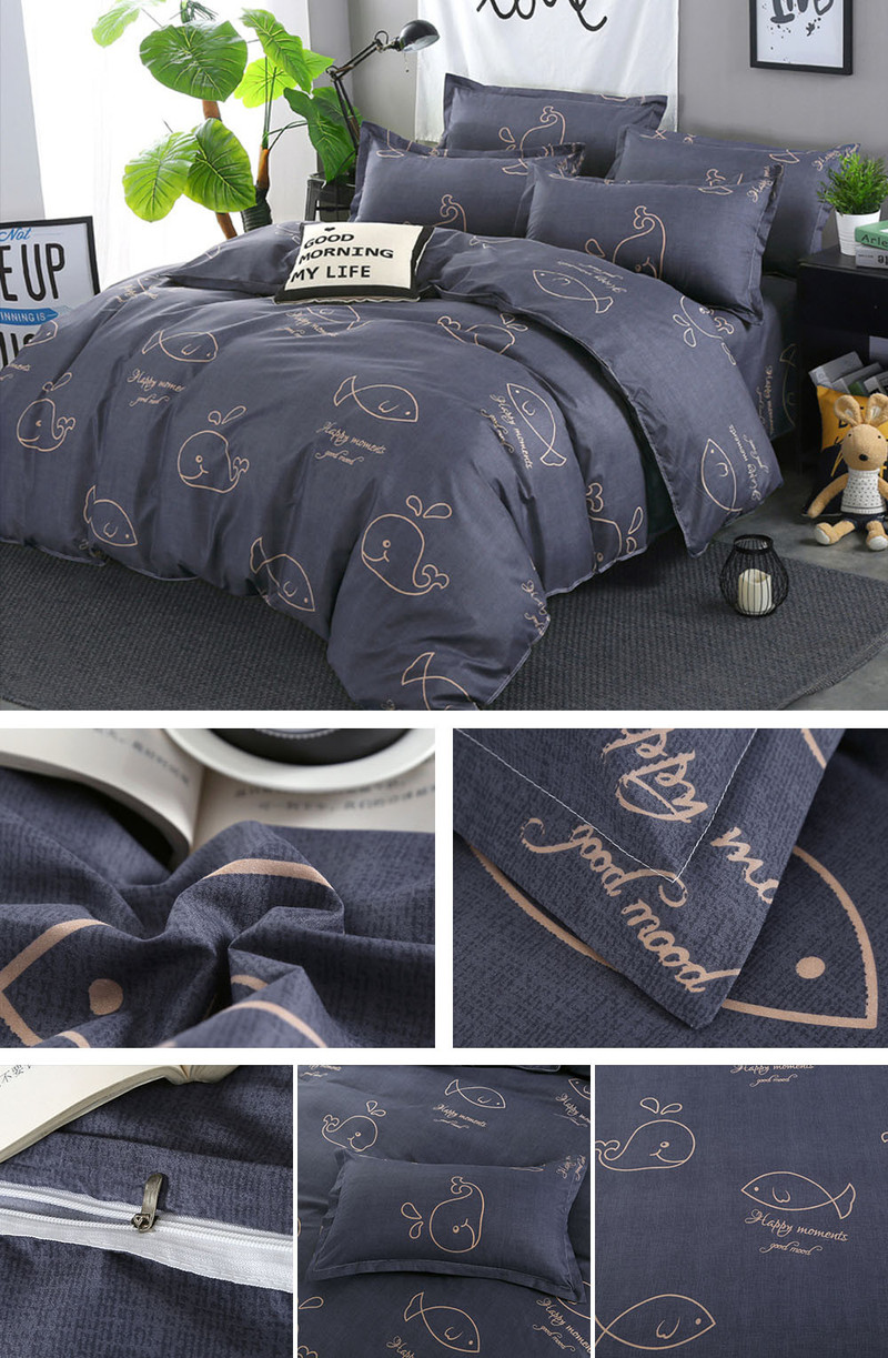 BeddingWish超细纤维床上四件套套件 火烈鸟动物系列标准尺寸1.8米床上用品