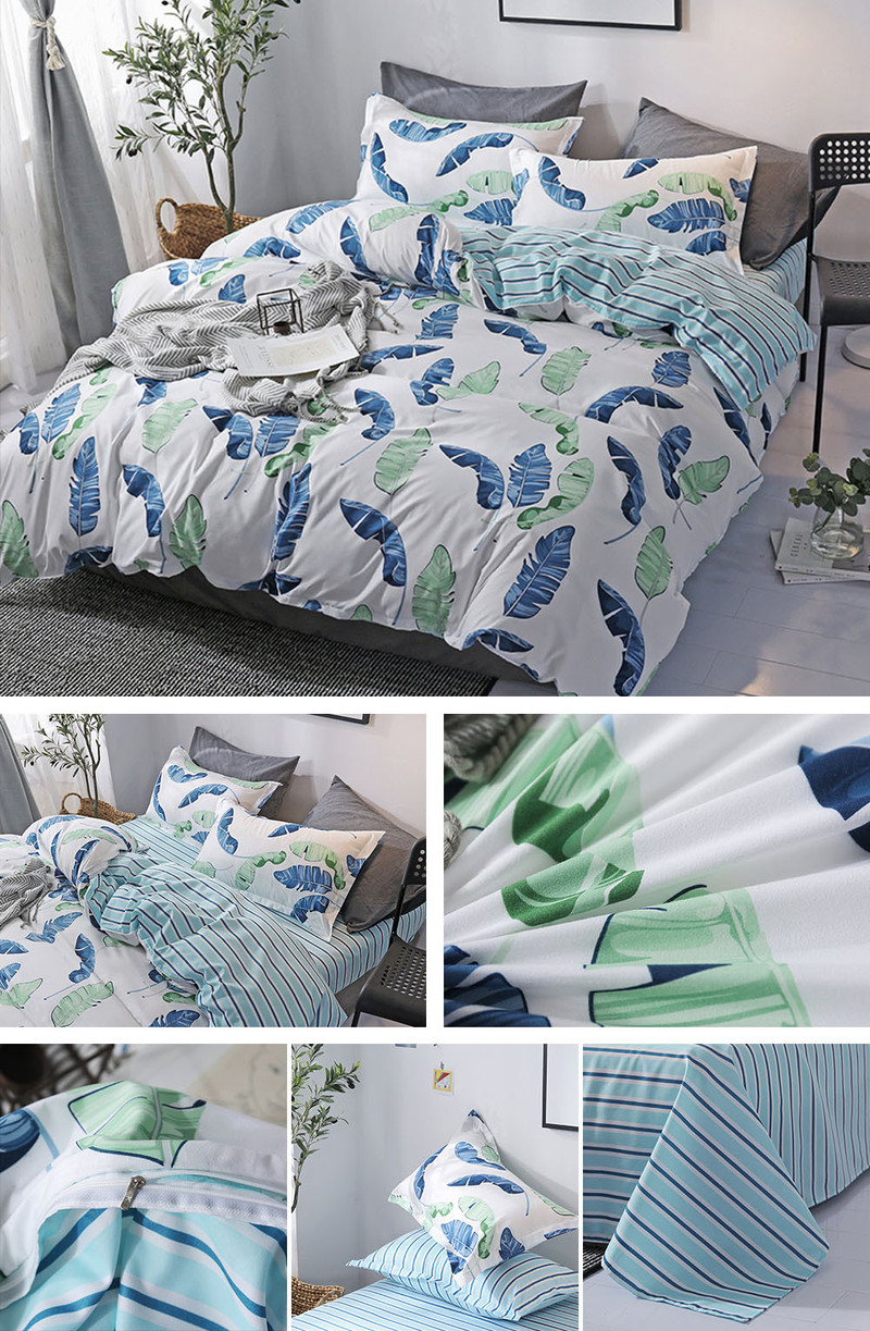 BeddingWish超细纤维床上四件套套件芭拉那 春意系列标准尺寸1.8米床上用品