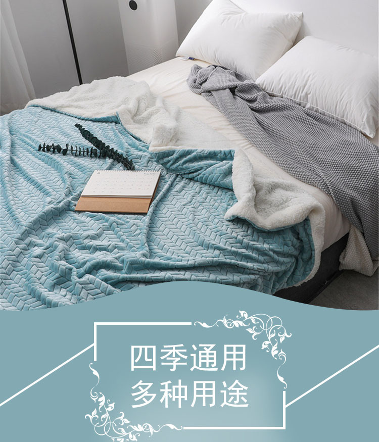 BeddingWish 羊羔绒毛毯规格100*120 木帛家居床上用品