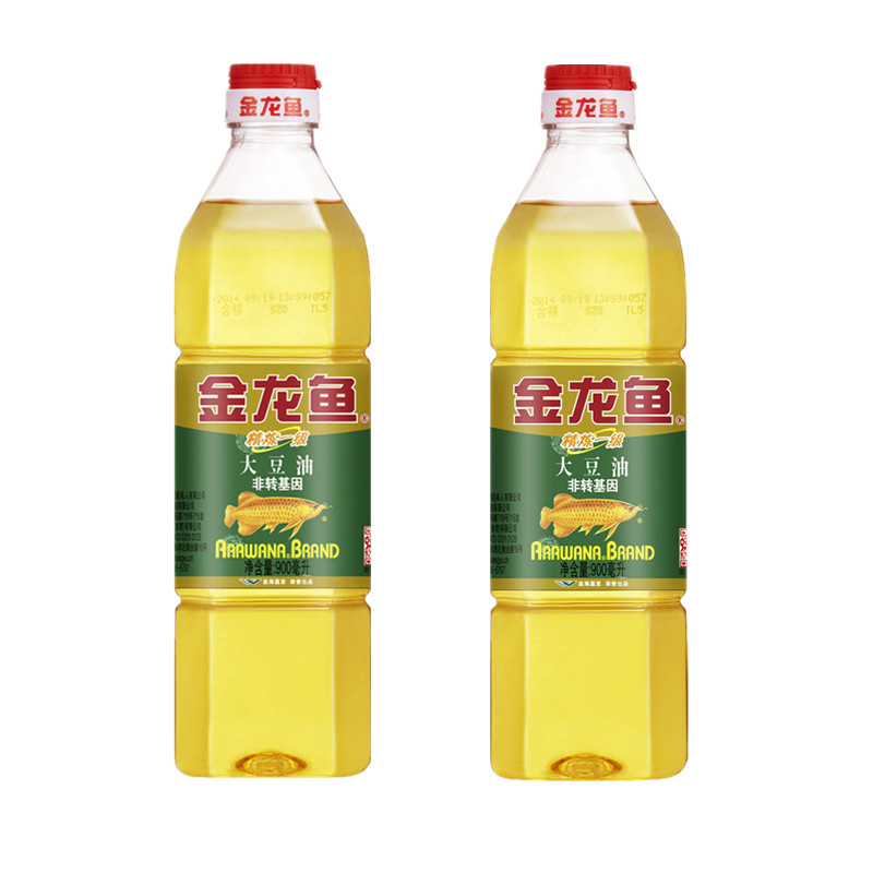【2瓶】金龙鱼非转基因精炼一级大豆油900ML*2瓶 色拉油 包邮