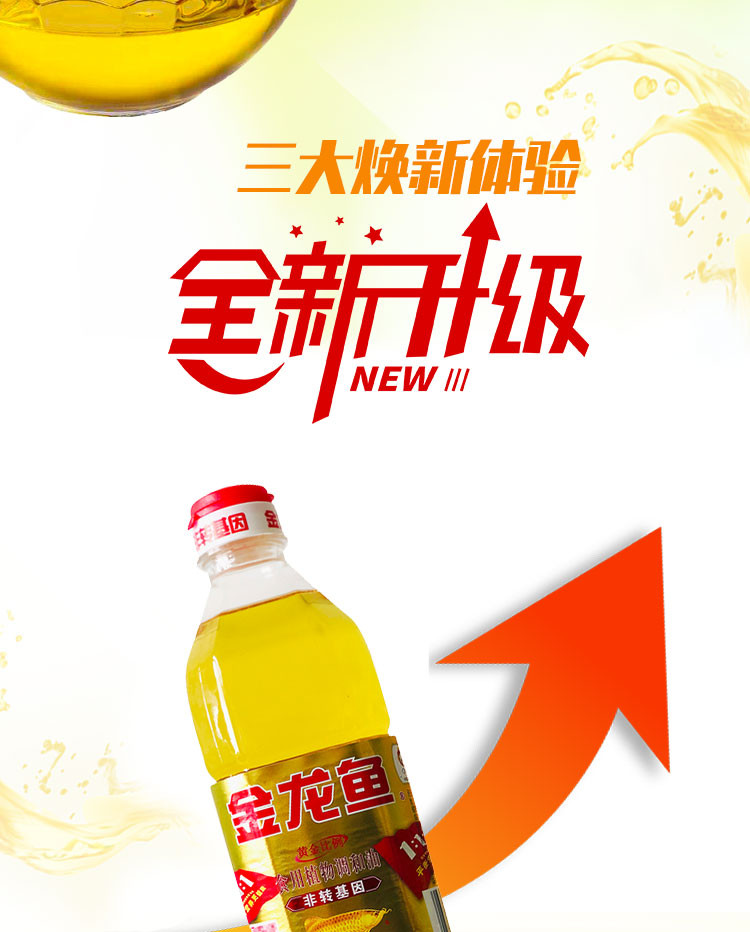 金龙鱼金装1:1:1黄金比例植物食用调和油900ml/瓶 非转基因