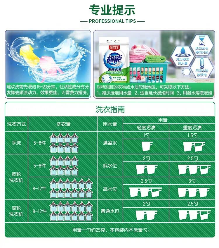 超能天然皂粉清怡柠檬1.028kg*4袋8斤多家庭装低泡易漂促销包邮