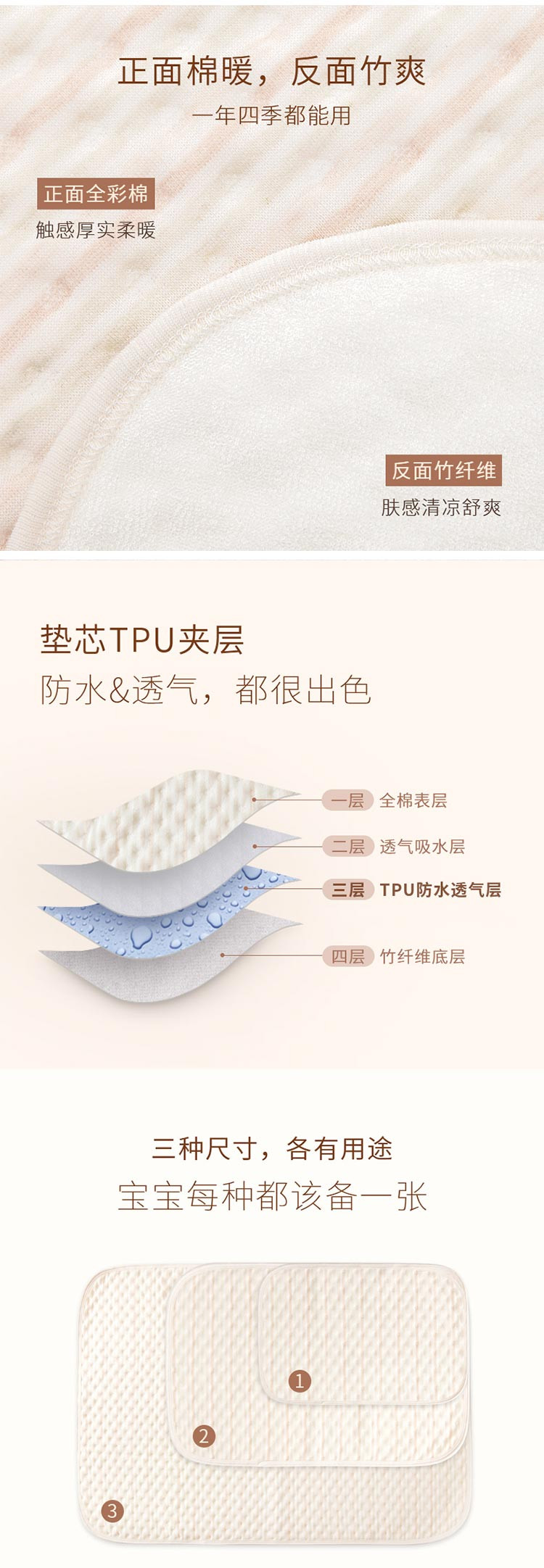 子初 婴儿专用彩棉隔尿垫（50*70cm） 6971651185986