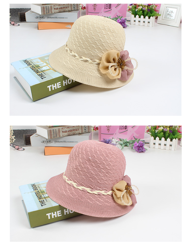 帽子女夏天草帽花朵遮阳帽夏季可折叠太阳帽防晒沙滩帽遮脸韩版潮