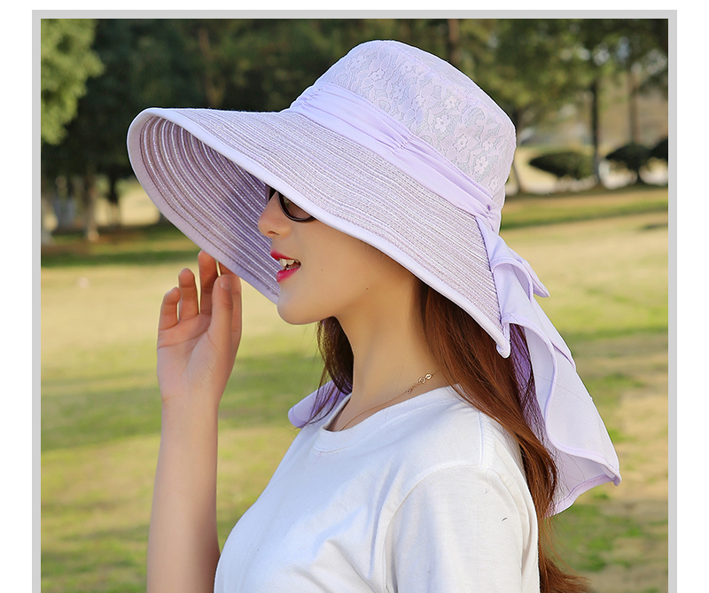 帽子女夏天遮阳帽遮脸防晒帽折叠大沿户外骑车防紫外线韩版太阳帽