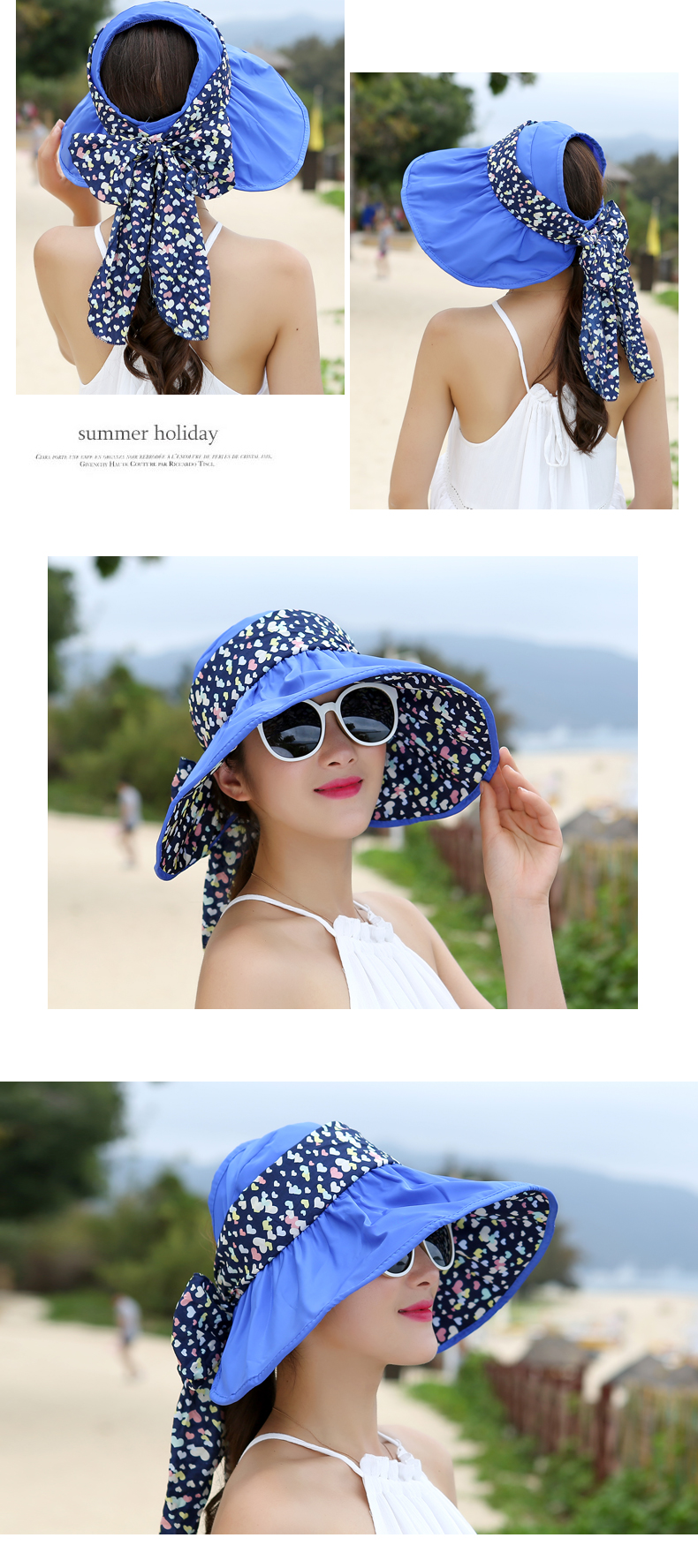 道北遮阳帽女士春夏天韩版防紫外线帽子大沿沙滩防晒太阳帽可折叠凉帽
