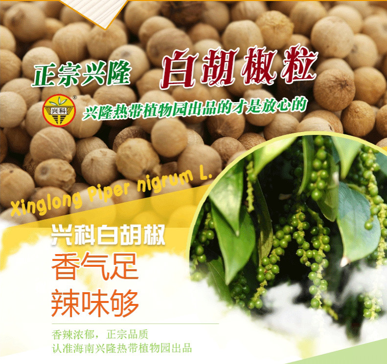 【海南万宁馆】兴隆植物园 兴科牌白胡椒粒 100g/瓶 带研磨器