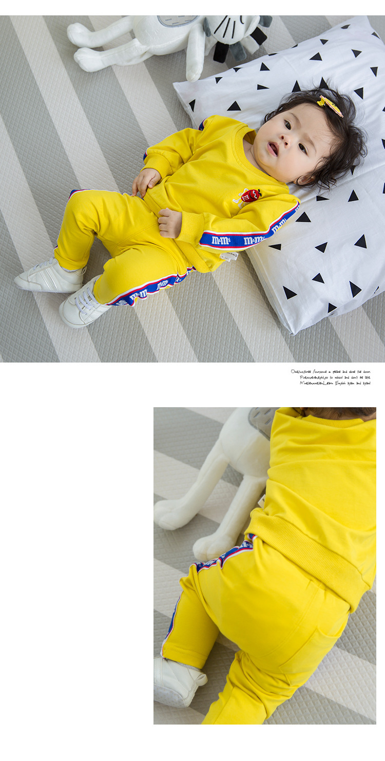 BC 2017年婴童水果图案竖条收口纯棉休闲运动套装