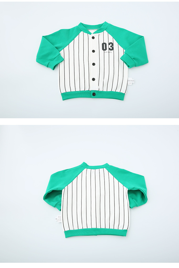 BC 2017年婴童数字条纹插肩单排扣休闲棒球服外套
