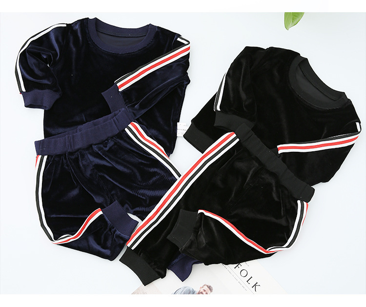 BC 2017年婴童新品竖条纹长袖T恤+长裤休闲套装