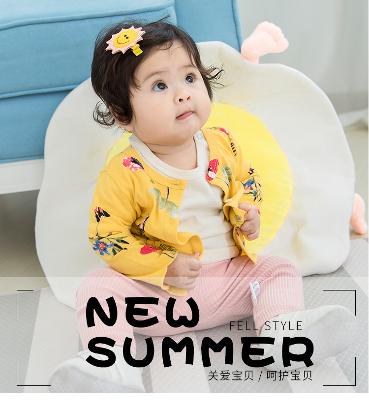 BC 2017年婴童蝴蝶花朵单排扣全棉长袖薄款外套