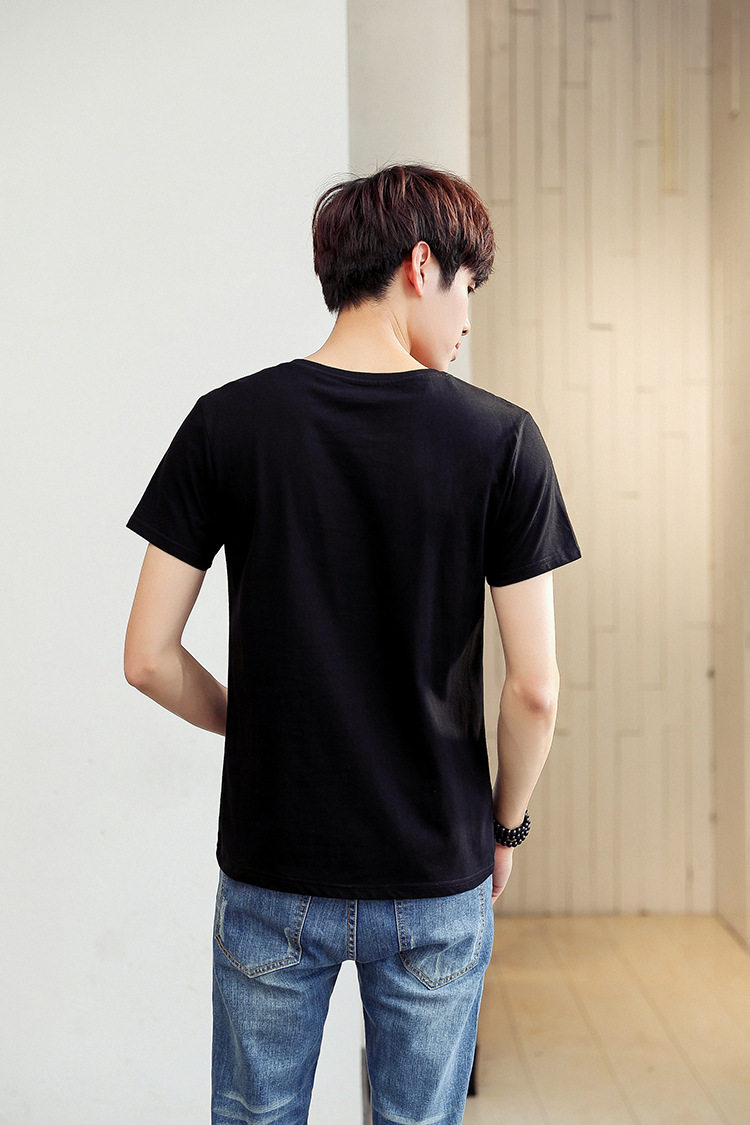 M2018夏季新款男士圆领纯棉T恤个性字母印花韩版青春时尚休闲t恤