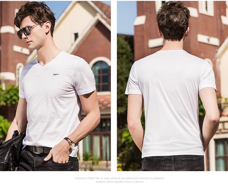 M2018夏季男式短袖T恤韩系男装短袖时尚百搭纯色圆领短袖
