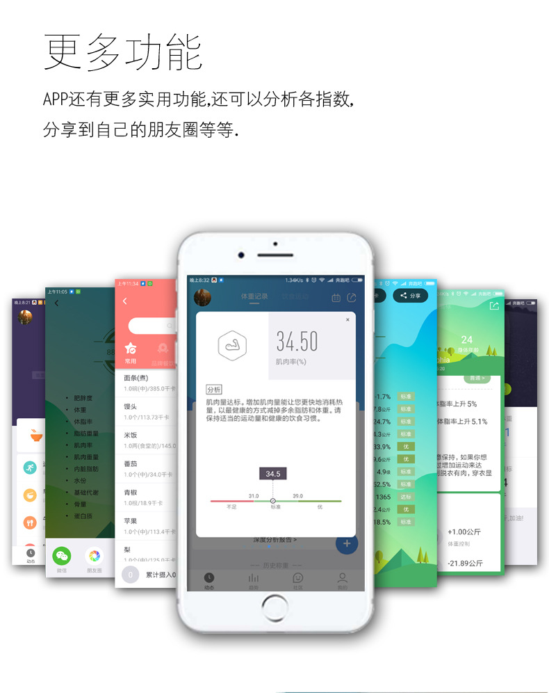 体脂秤智能电子称APP蓝牙智能秤体重秤带脂肪测试电子秤