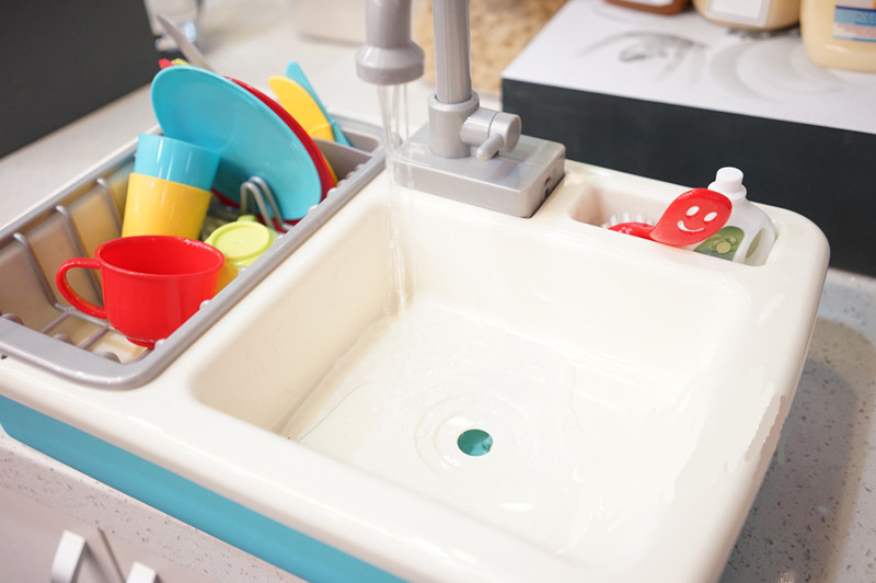 贝乐高厨房小水池儿童戏水过家家玩具 宝宝益智水槽洗碗玩具套装