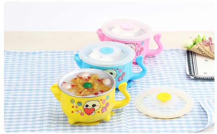 婴儿注水式保温碗 儿童碗 宝宝餐具 不锈钢饭碗训练冷热碗 送吸盘