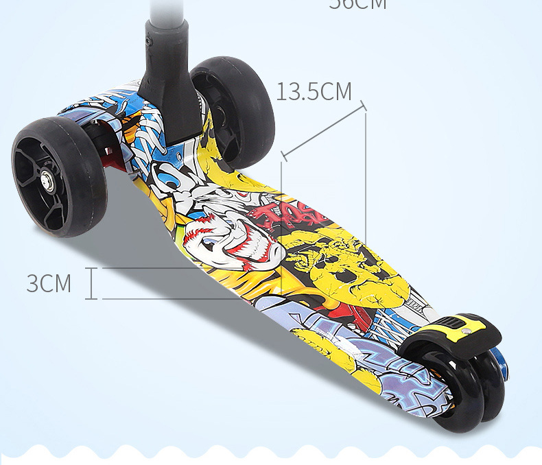 涂鸦儿童滑板车3-14岁儿童四轮闪光一键折叠踏板车滑滑车