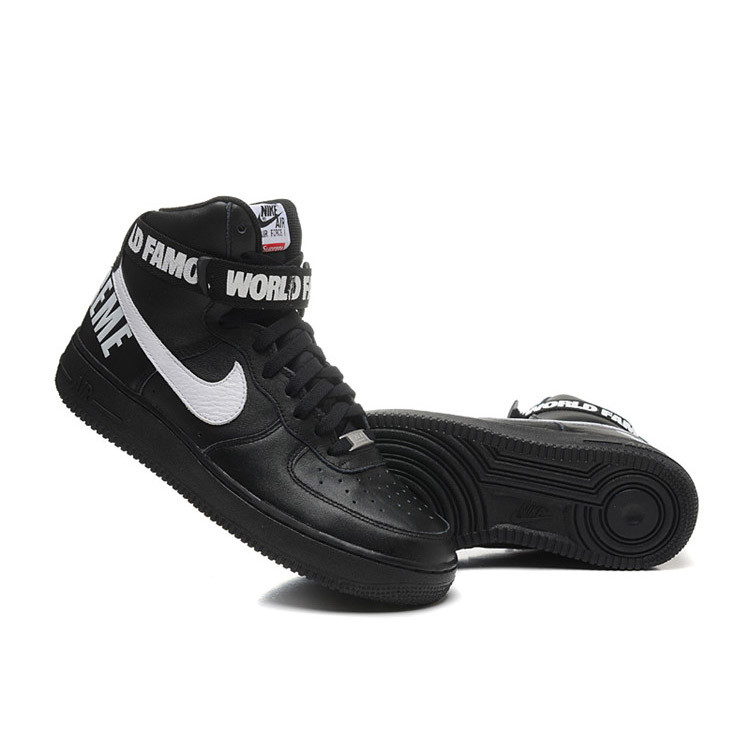 Nike耐克联名限定款空军一号黑白男子高帮运动板鞋 698696-010