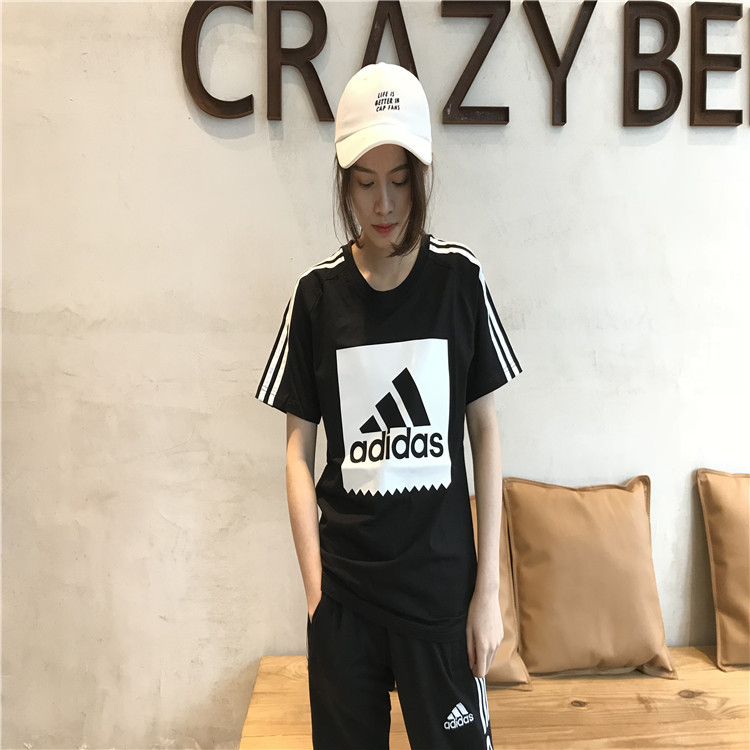 Adidas阿迪达斯短袖长裤男子名牌休闲运动套装跑步服