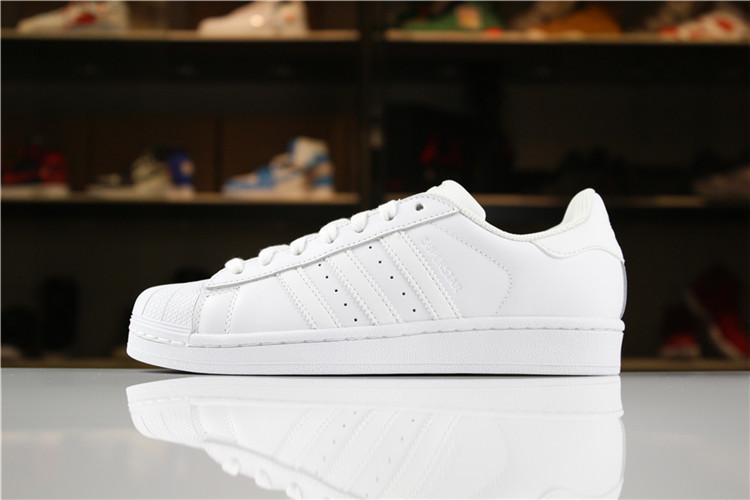 Adidas Superstar 三叶草贝壳头板鞋 男女针孔休闲运动鞋布面黑白皮面金标 BB1428