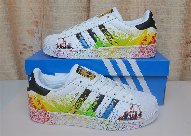 Adidas Superstar 三叶草贝壳头板鞋 男女针孔休闲运动鞋布面黑白皮面金标 BB1428