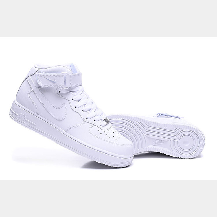 NIKE耐克全白中帮男鞋 AIR FORCE 1 2019最新款女子运动板鞋空军一号休闲鞋