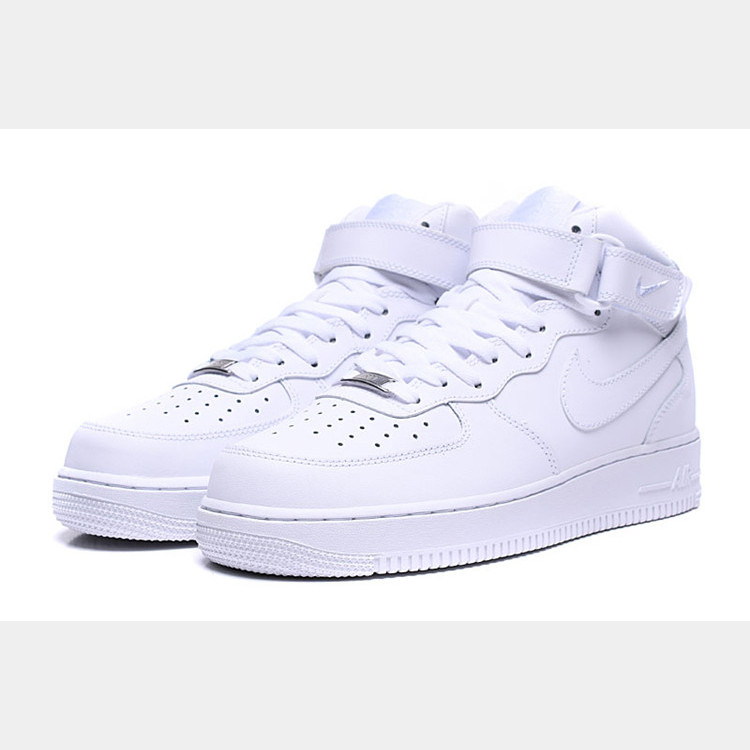 NIKE耐克全白中帮男鞋 AIR FORCE 1 2019最新款女子运动板鞋空军一号休闲鞋