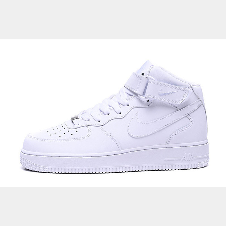 NIKE耐克全白中帮男鞋 AIR FORCE 1 2019最新款女子运动板鞋空军一号休闲鞋