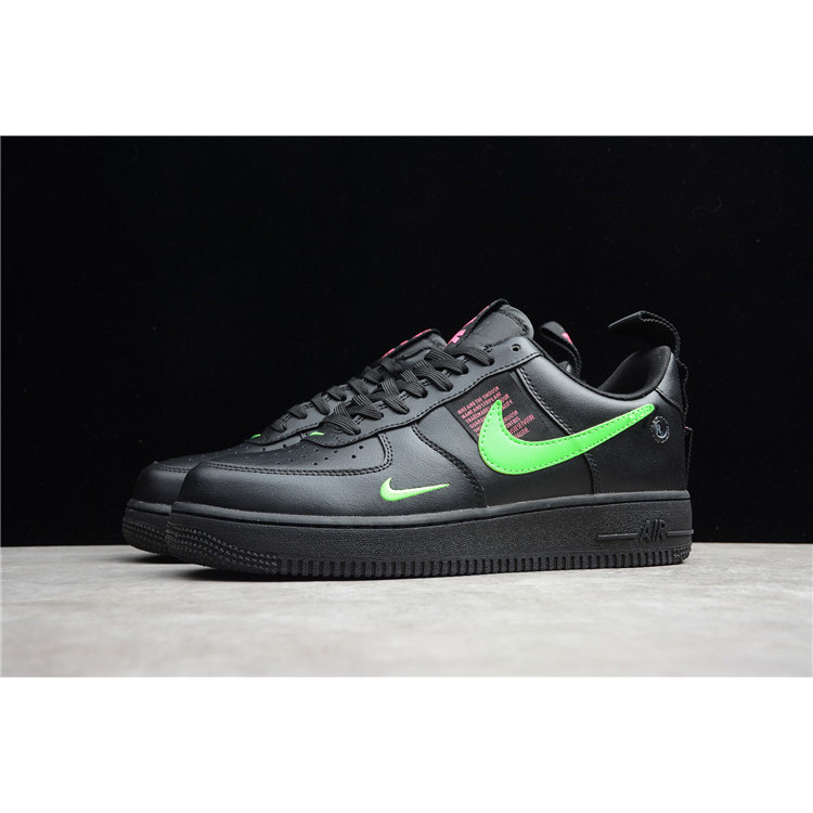 Nike air force 1耐克 黑绿 男女空军双钩板鞋 CQ4611-001