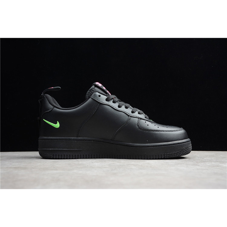 Nike air force 1耐克 黑绿 男女空军双钩板鞋 CQ4611-001