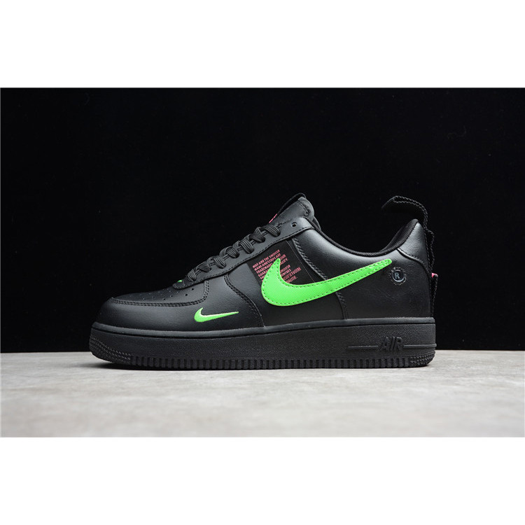 Nike air force 1耐克 黑绿 男女空军双钩板鞋 CQ4611-001