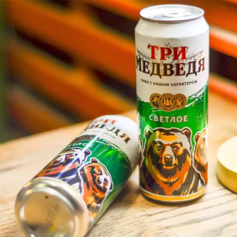 【晋阳馆】俄罗斯精酿原装进口三只熊易拉罐啤酒450ml*3