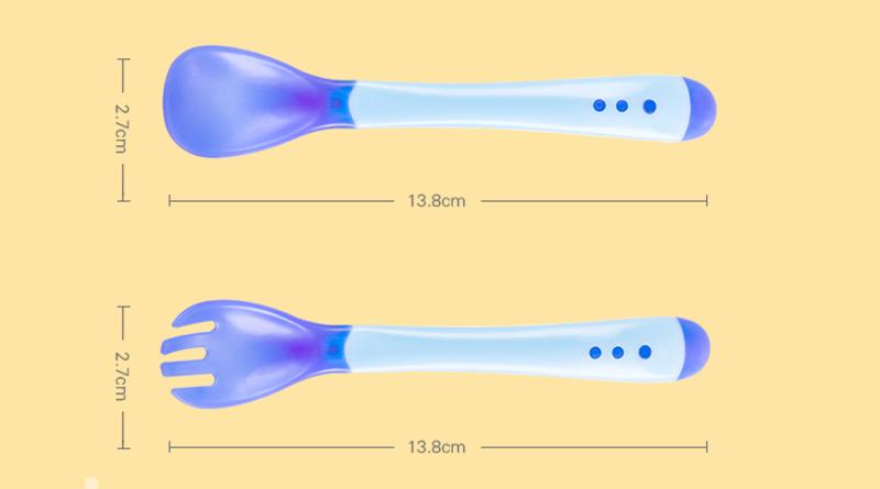 三只小猫婴儿勺子宝宝软勺感温变色勺新生儿软头勺子儿童碗勺餐具套装智能变色