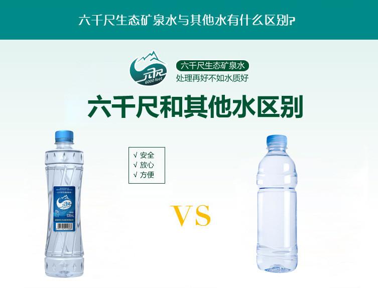 厦门馆 六千尺 弱碱性生态矿泉水、低矿物质大山味道口感甘甜336ml*24